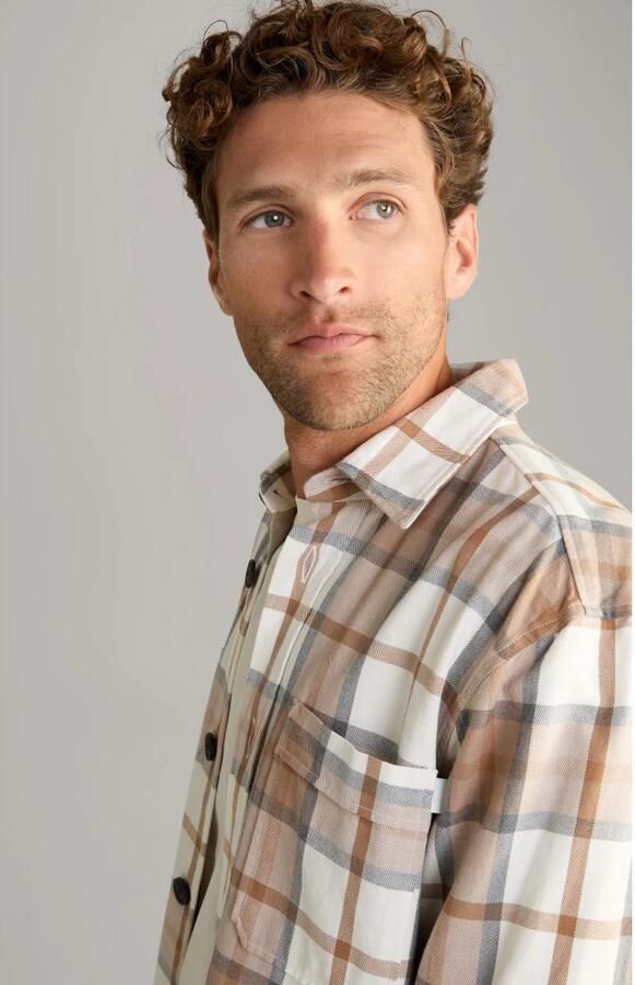 Joop! Geruite katoenen overhemd in lichte bruine tinten Beige Heren