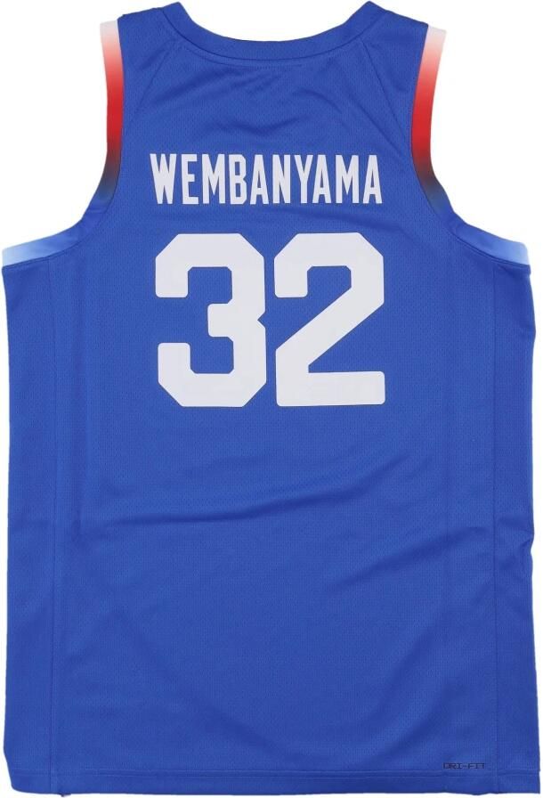 Jordan Victor Wembanyama Frankrijk Limited Road replicabasketbaljersey voor heren Blauw - Foto 2