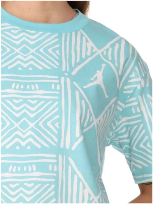 Jordan Geometrische Print Klassieke T-Shirt Blue Dames