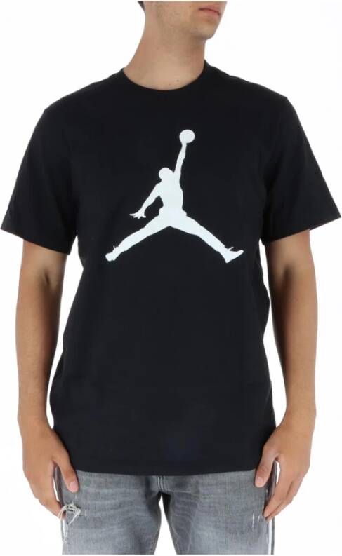 Jordan Zwart Print T-shirt voor Mannen Zwart Heren