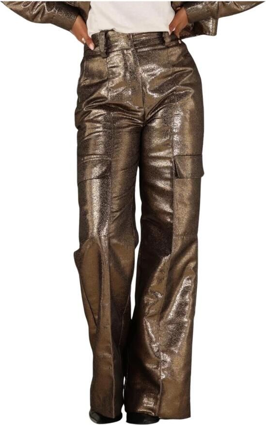 JOSH V high waist straight fit cargobroek Ali goudkleurig - Foto 5