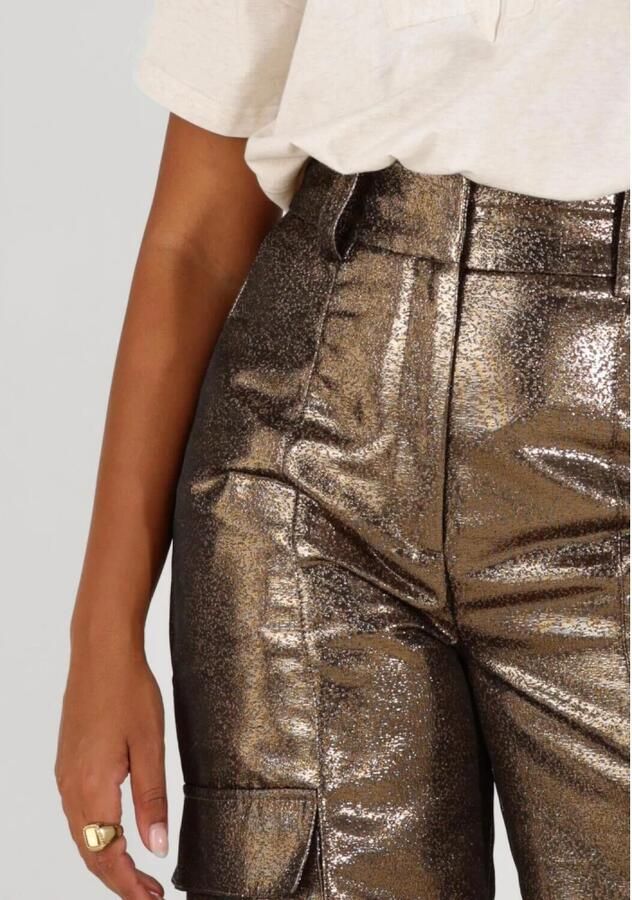 JOSH V high waist straight fit cargobroek Ali goudkleurig - Foto 4