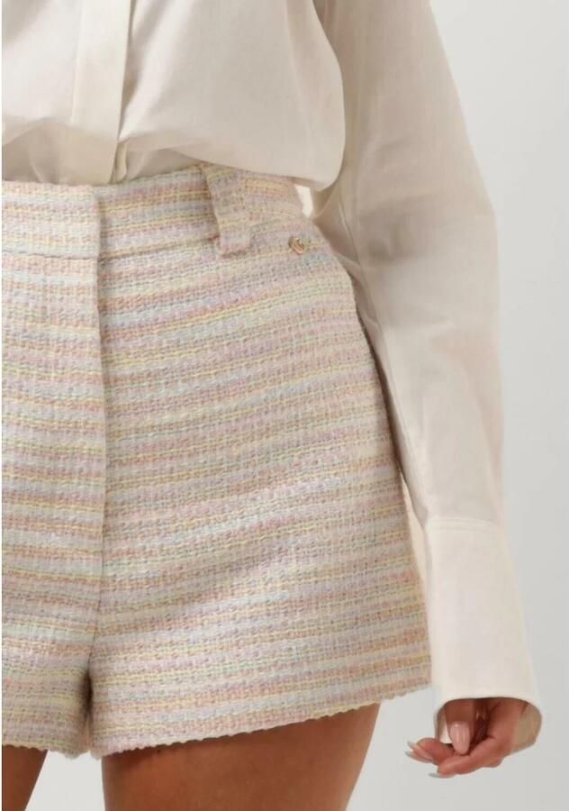 JOSH V high waist regular fit short Jasmijn ecru lichtroze