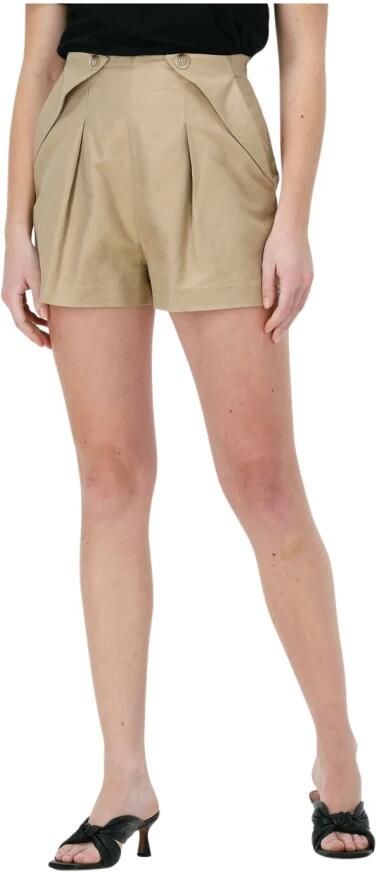 JOSH V high waist regular fit korte broek Loretta met textuur beige - Foto 4