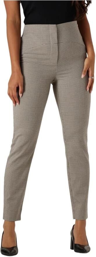 JOSH V geruite high waist slim fit broek Mieke bruin - Foto 5