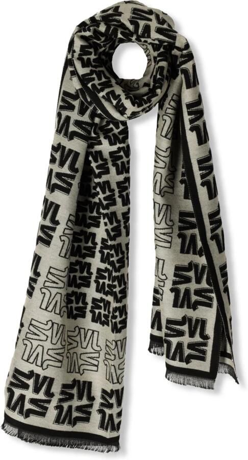 JOSH V sjaal met logoprint Ayla zwart beige