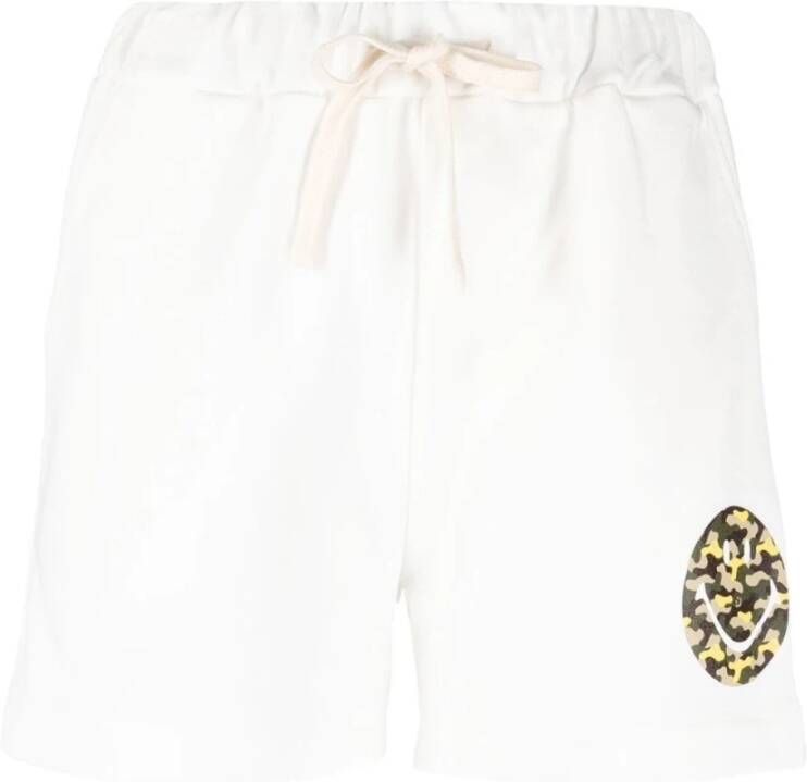 Joshua Sanders Camouflage Logo Print Witte Shorts White Dames
