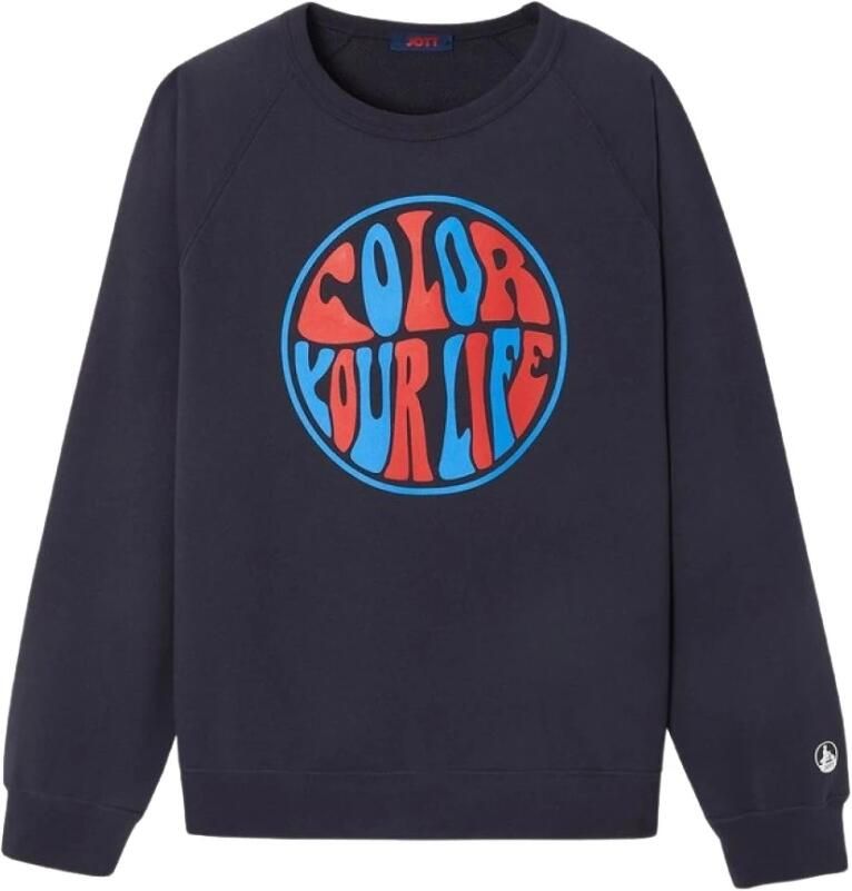 Jott Biologisch Katoenen Bedrukte Sweater Blauw Blue Heren - Foto 3