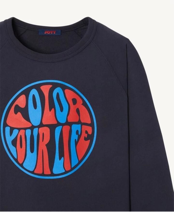 Jott Biologisch Katoenen Bedrukte Sweater Blauw Blue Heren