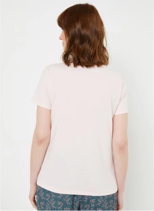 Jott Biologisch katoenen V-hals T-shirt Flatterende pasvorm Pink Dames
