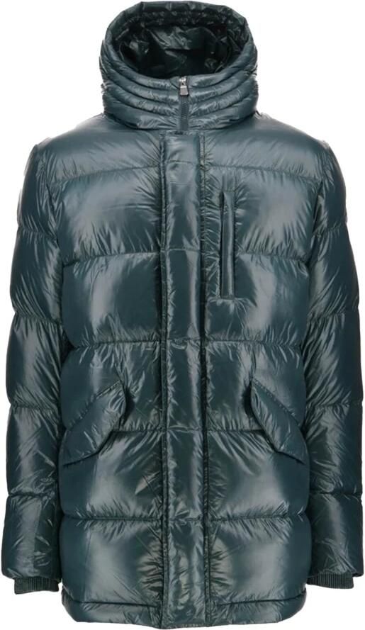 Jott Lange gewatteerde capuchonjas Groen Green Heren - Foto 3