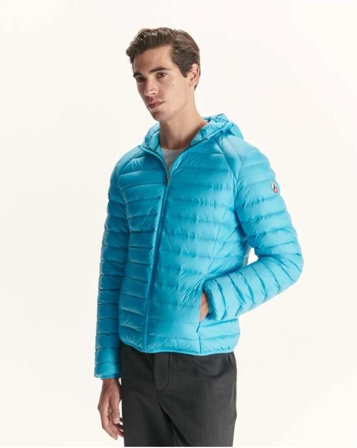 Jott Lichte getailleerde capuchonjas Nico Blue Heren - Foto 3