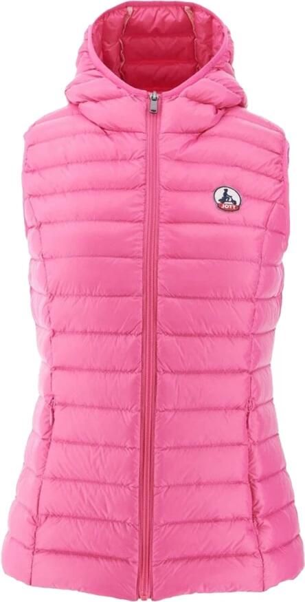Jott Mouwloos gewatteerd vest met capuchon Net over de top Pink Dames