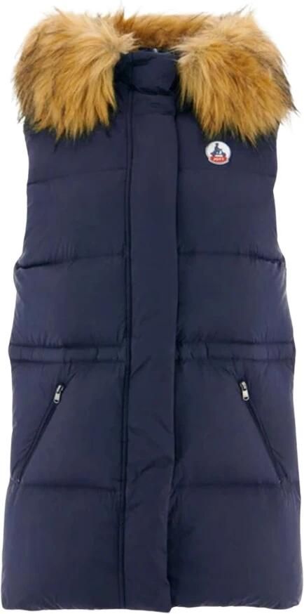 Jott Mouwloze gewatteerde jas met capuchon Blauw Blue Dames