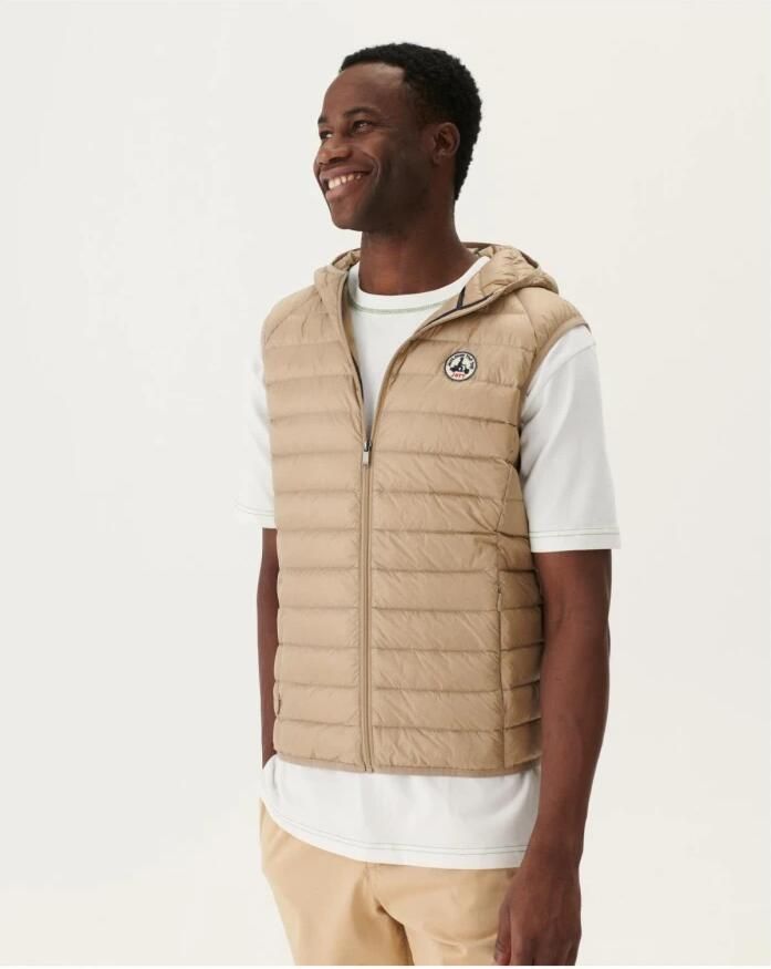Jott Mouwloze Gewatteerde Jas met Capuchon Just Over the Top Beige Heren - Foto 3
