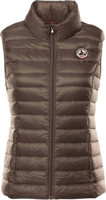 Jott Synthetische Zijden Donsjas Vest Brown