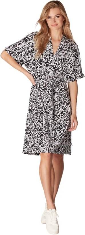 Juffrouw Jansen Bern A-lijn jurk met fantasie dessin Black Zwart Dames