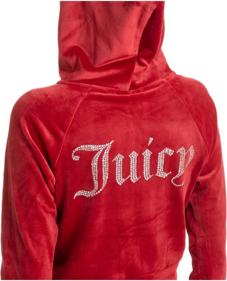 Juicy Couture Trekkoord Rits Effen Logo Hoodie Red Dames
