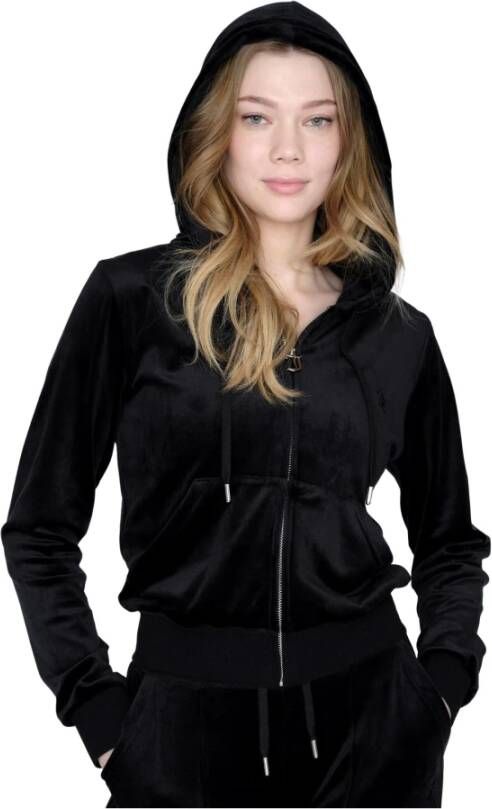 Juicy Couture Klassieke Velours Zip Hoodie Zwart Dames