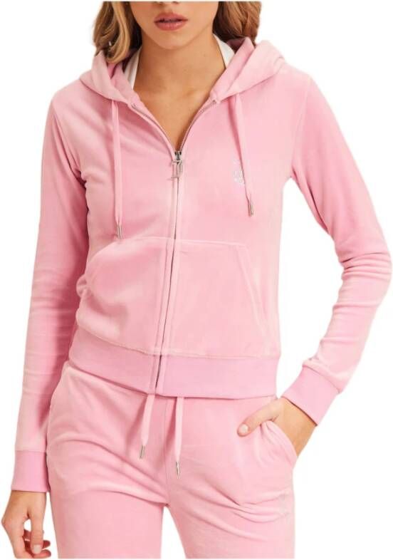 Juicy Couture Roze Velvet Linnen Korte Rits Sweater Roze Dames