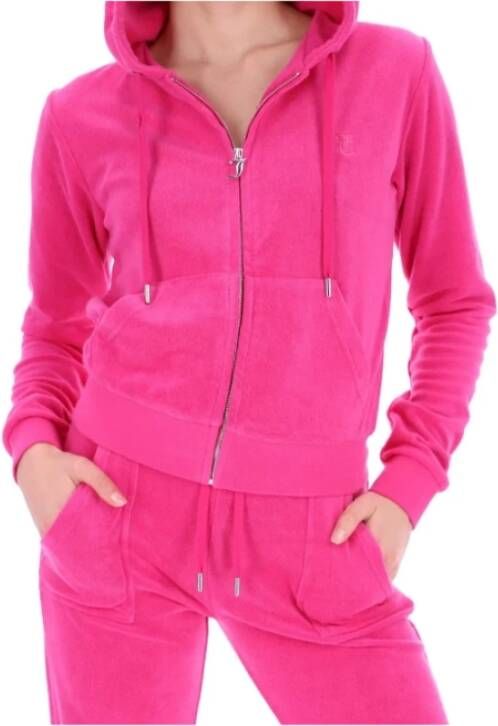 Juicy Couture Velours Rits Hoodie Pink Dames