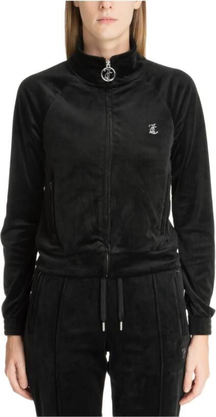 Juicy Couture Logo Zip Up Sweatshirt Black Dames