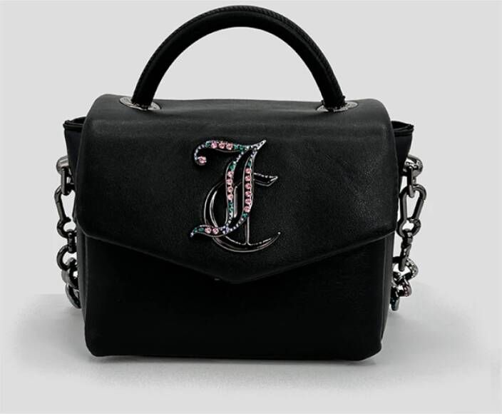 Juicy Couture Zwarte Mini Tas met Logo en Kettingriem Zwart Dames
