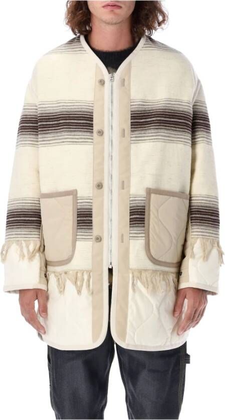 Junya Watanabe Multicolor polyester opgevoelde jas Beige Heren