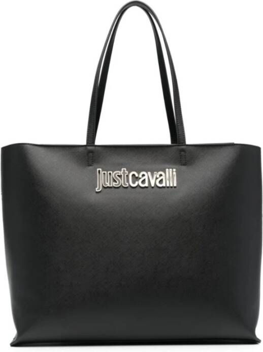 Just Cavalli Metalen Logo Imitatieleer Tas Black Dames