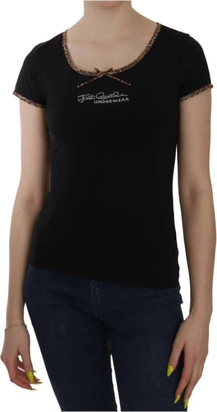 Just Cavalli Black Short Sleeve Top Underwear T-shirt Zwart Dames
