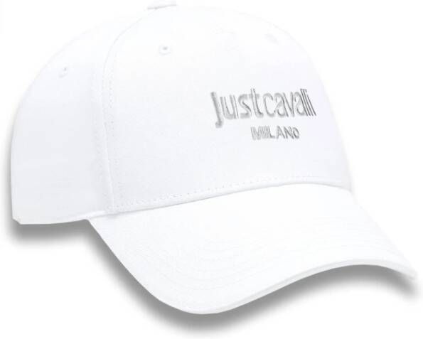 Just Cavalli Witte Katoenen Visor Cap met Elegant Borduurwerk White Heren
