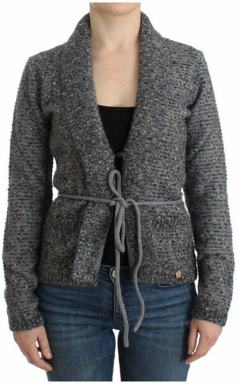 Roberto Cavalli Gray wool knitted cardigan Grijs Dames