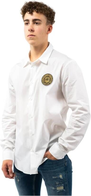 Just Cavalli Witte Katoenen Lange Mouw Shirt White Heren