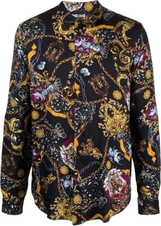 Just Cavalli Overhemd met grafische print en klassieke kraag Black Heren