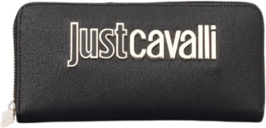 Just Cavalli Damesportemonnee met metalen letters Black Dames