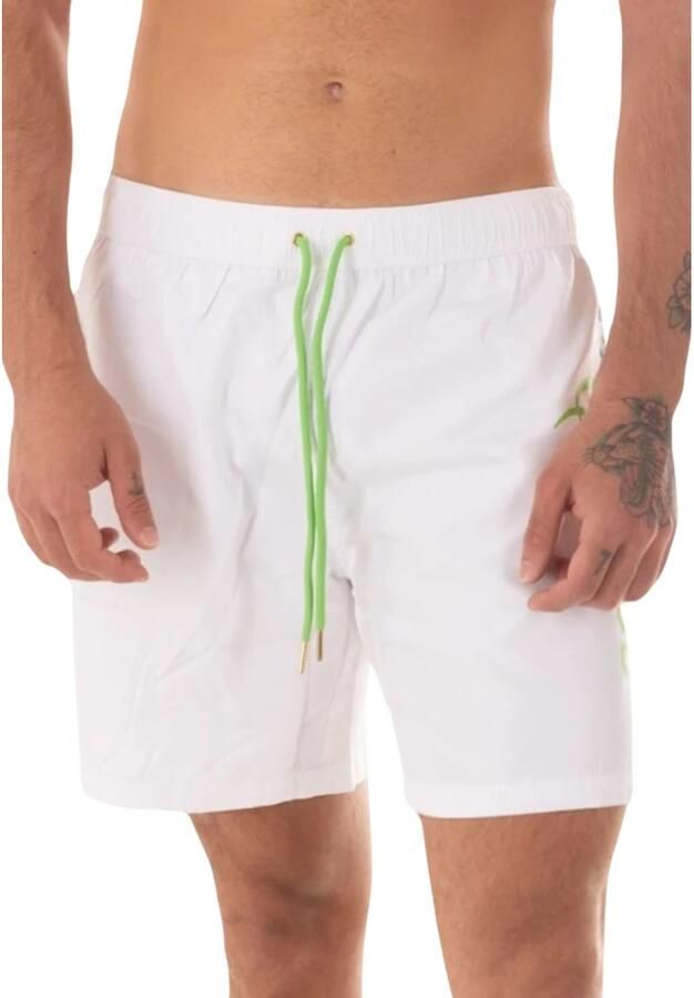 Cavalli Class Kleurrijke Zijlogo Zwemshorts White Heren - Foto 3