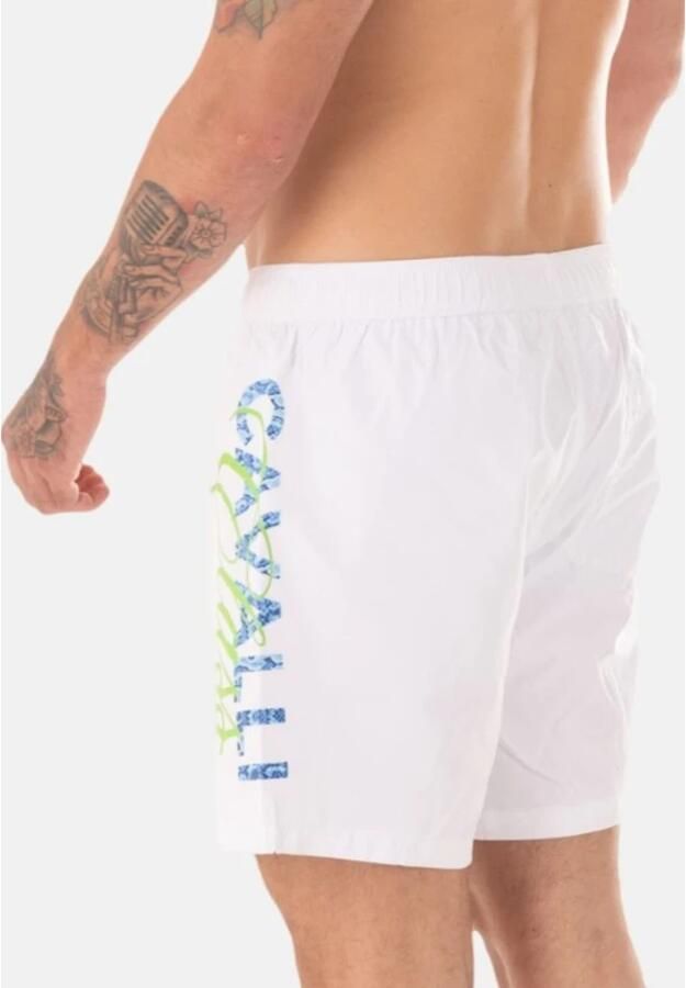 Cavalli Class Kleurrijke Zijlogo Zwemshorts White Heren