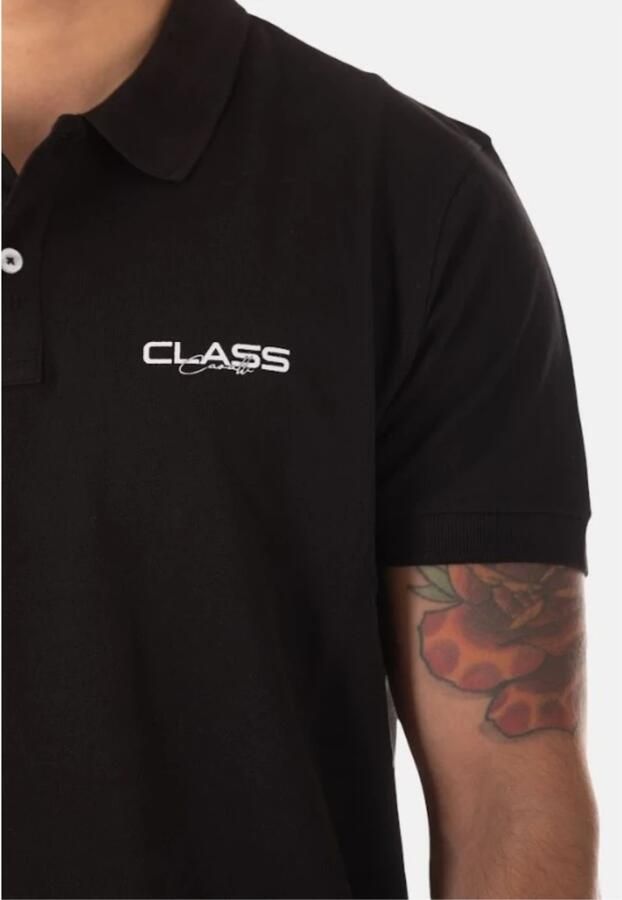 Cavalli Class Zwarte Katoenen Polo Shirt Korte Mouw Black Heren