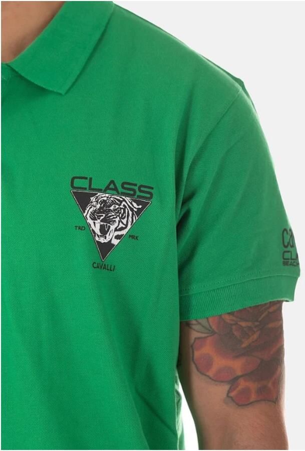 Cavalli Class Klassiek Polo Shirt Logo Detail Katoen Green Heren