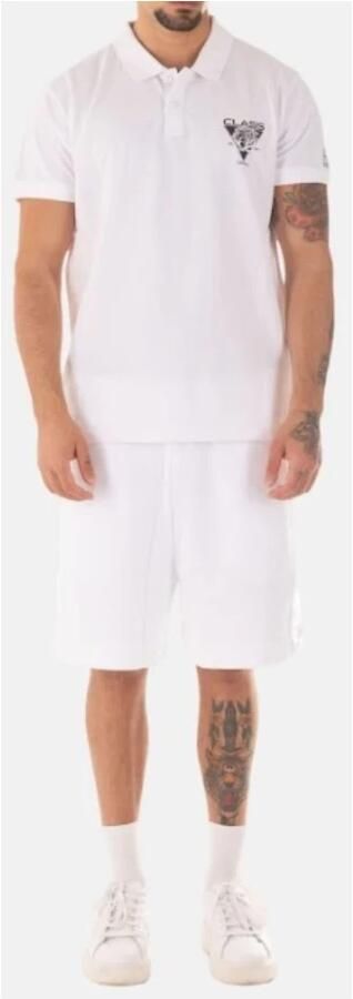 Cavalli Class Effen Kleur Polo Shirt Korte Mouw White Heren - Foto 4