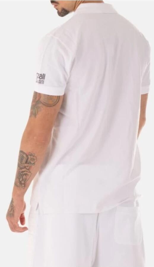 Cavalli Class Effen Kleur Polo Shirt Korte Mouw White Heren - Foto 2
