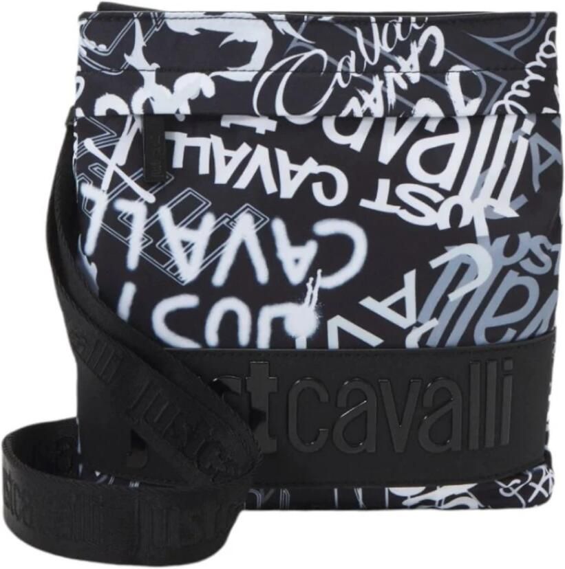 Just Cavalli Heren Schoudertas met All Over Print Black Heren