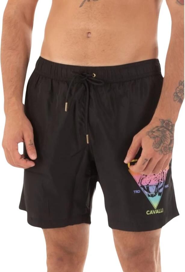 Cavalli Class Zwarte Logo Print Zwembroek Black Heren - Foto 4