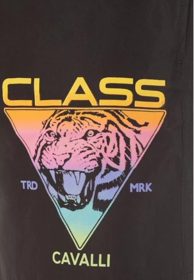 Cavalli Class Zwarte Logo Print Zwembroek Black Heren