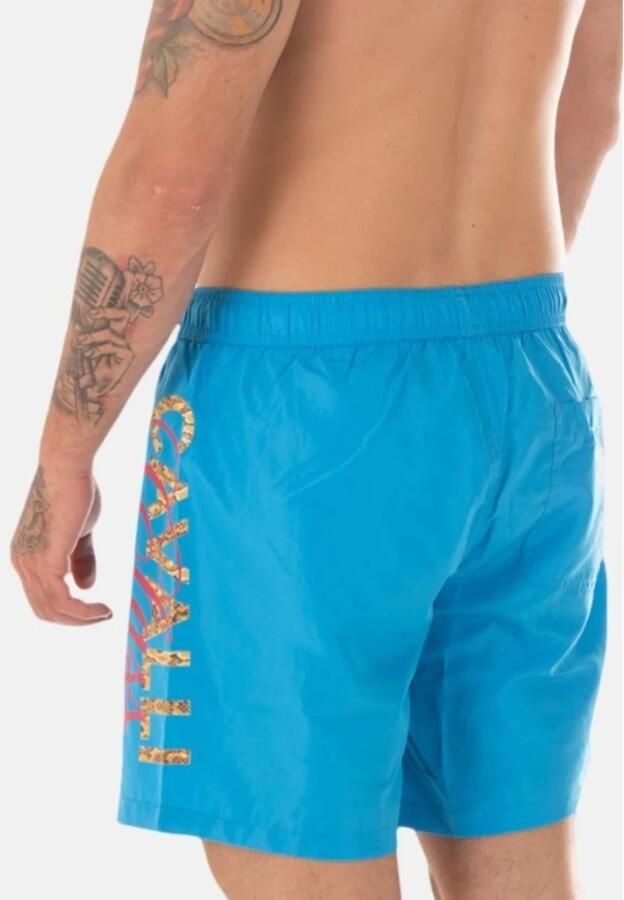 Cavalli Class Blauwe Logo Print Zwembroek Zijkant Blue Heren - Foto 3