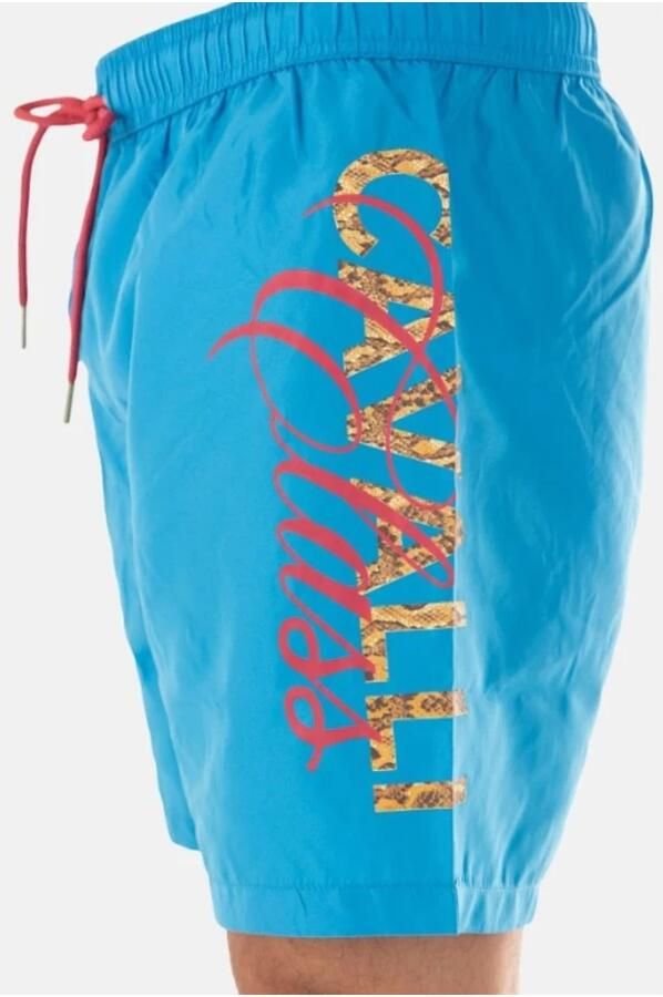 Cavalli Class Blauwe Logo Print Zwembroek Zijkant Blue Heren - Foto 4
