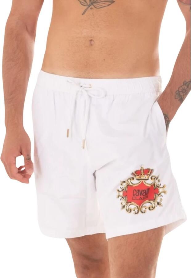 Cavalli Class Logo Print Zwemshorts Klassiek White Heren - Foto 4