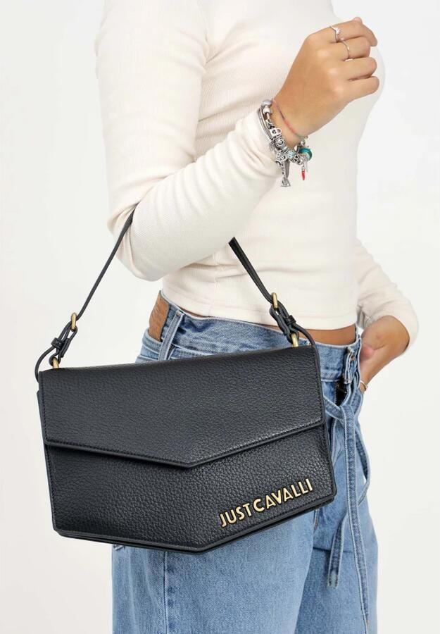 Just Cavalli Zwarte schoudertas met korrelige textuur Black Dames - Foto 3