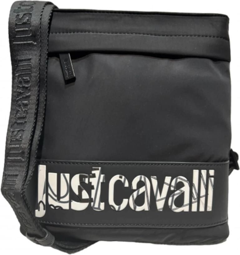 Just Cavalli Zwarte schoudertas met voorlogo Black Heren