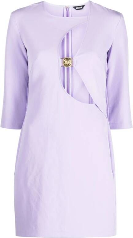 Just Cavalli Korte Paarse Jurk met 3 4 Mouwen Purple Dames
